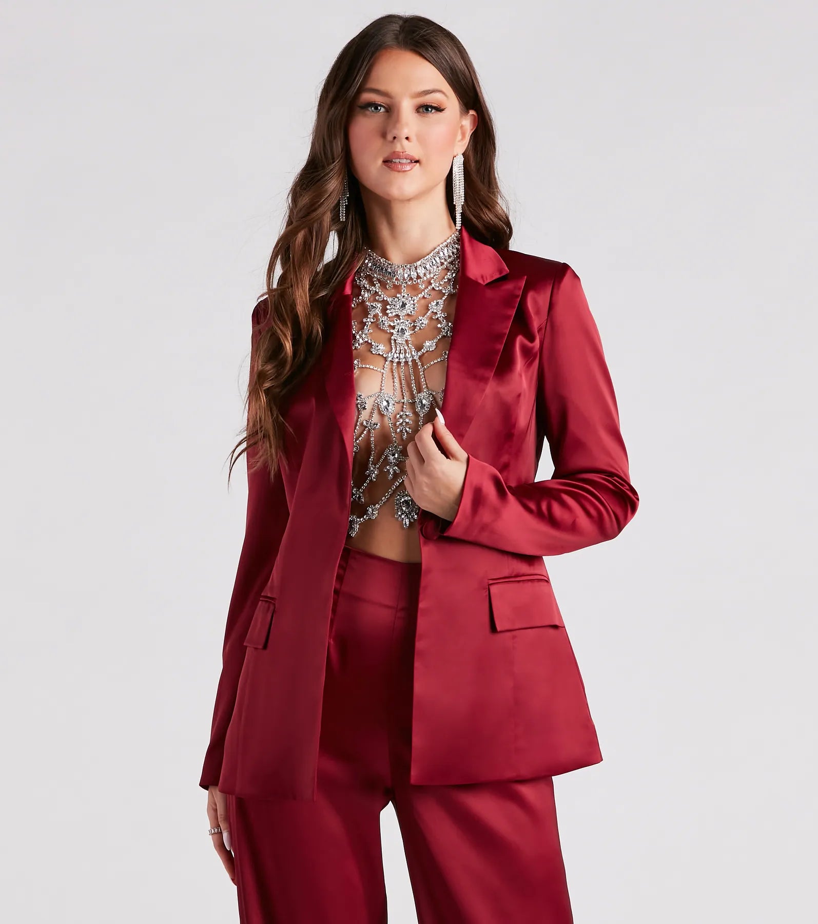 Savings Alert Elevated Details Sleek Satin Blazer