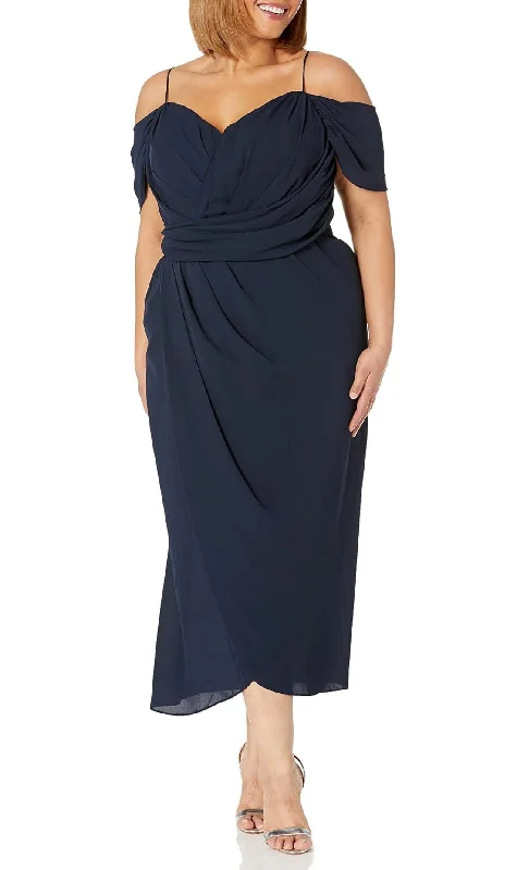 Super Sale 18W - city chic navy cold shoulder midi dress