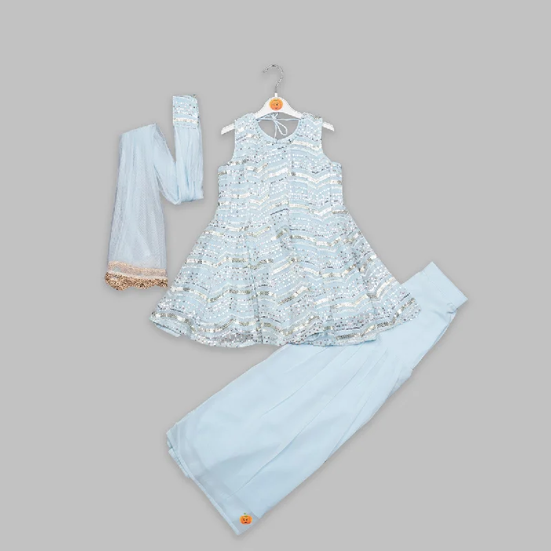 Mega Sale Sky Blue Plazo Suit for Girl Kids