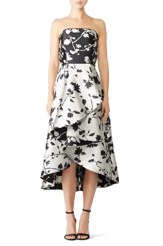 Amazing Deals 12 - shoshanna black & white floral high low gown