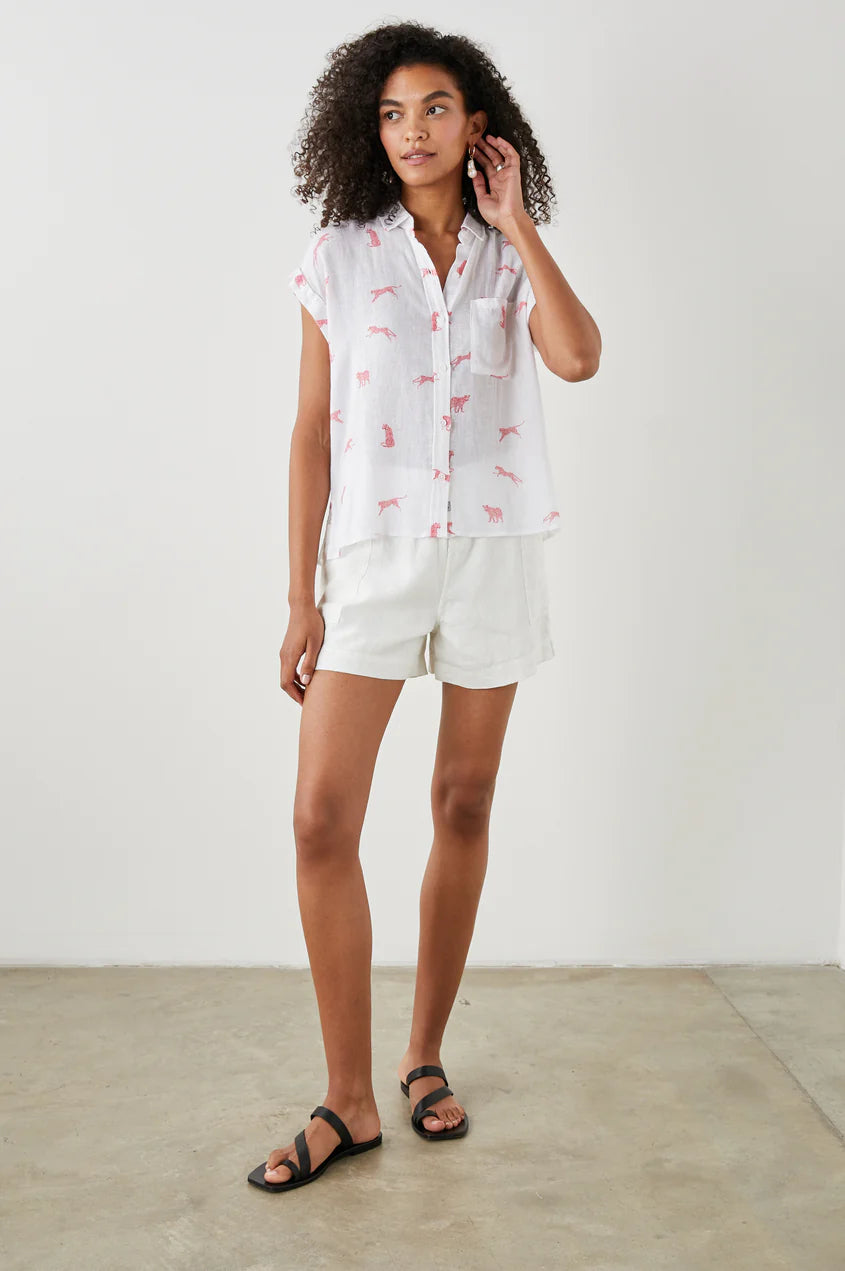 Closeout Whitney Button down Shirt | Rose Leopard