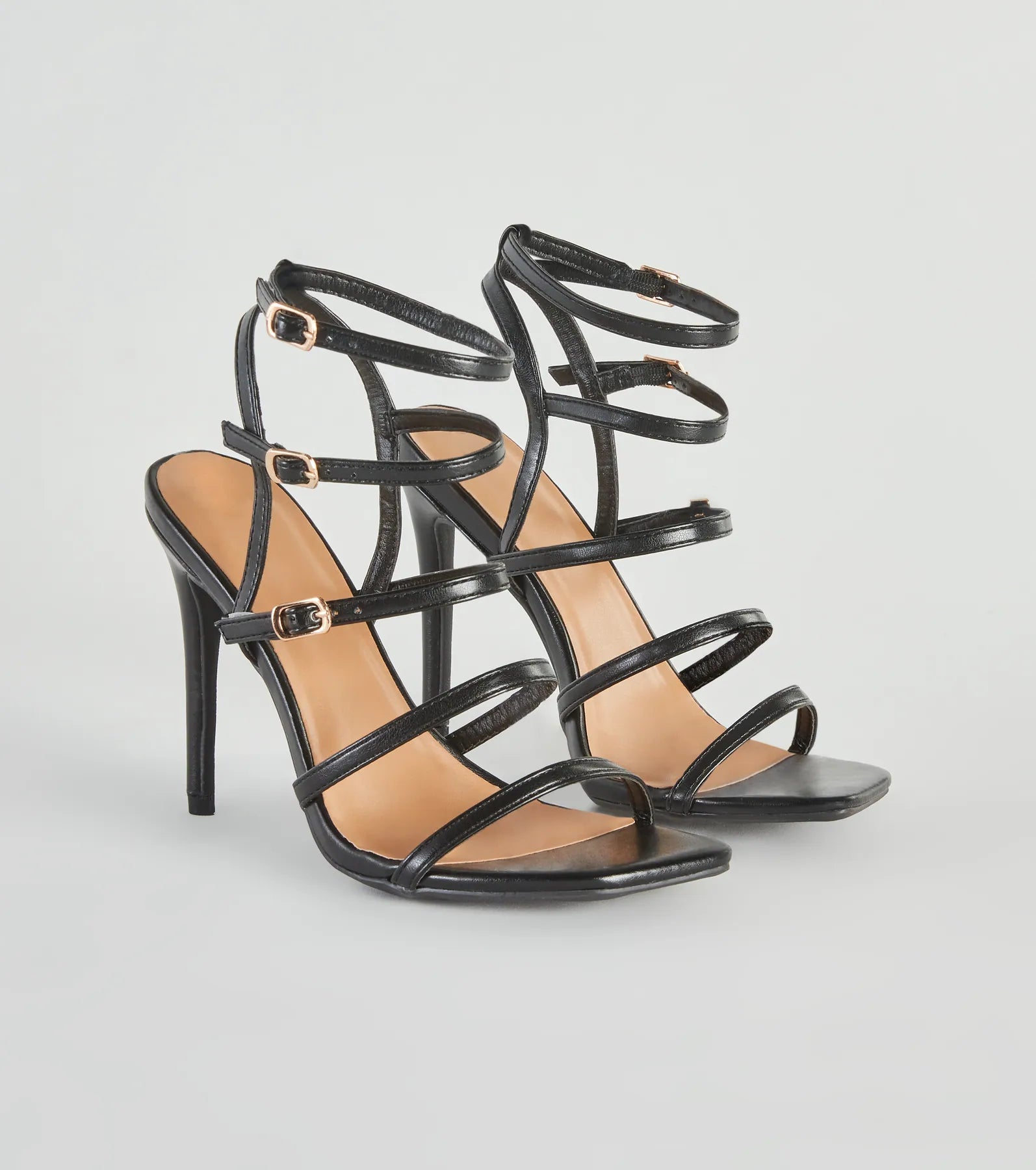 Exclusive Offers Oo La La Faux Leather Caged Stiletto Heels