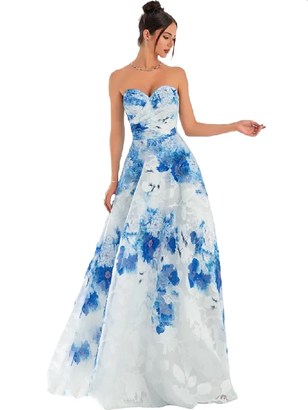 Quick Sale 12 - ssb blue strapless floral ball gown