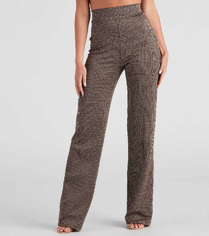 New Arrival Back To Business Houndstooth Trouser Pants