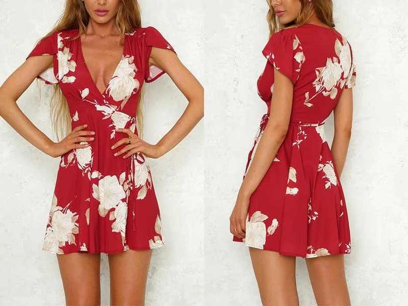 Price Slash FLORAL WRAP MINI DRESS