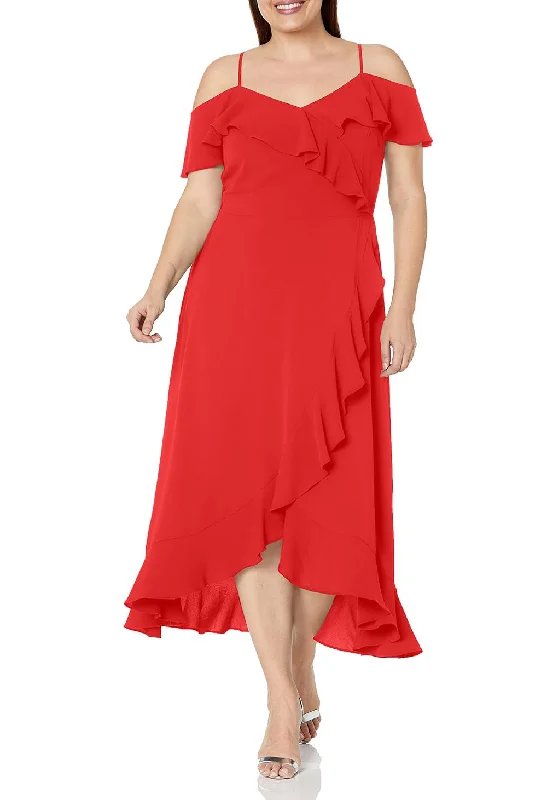 Mega Sale 16W - london times red cold shoulder dress