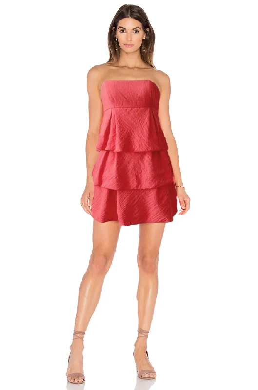 Huge Discounts 0 - bcbgmaxazria strapless textured ruffled casual dress