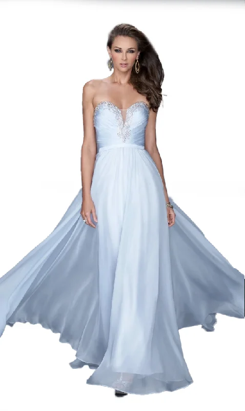 Deal Dash 6 - la femme light blue strapless embellished chiffon gown
