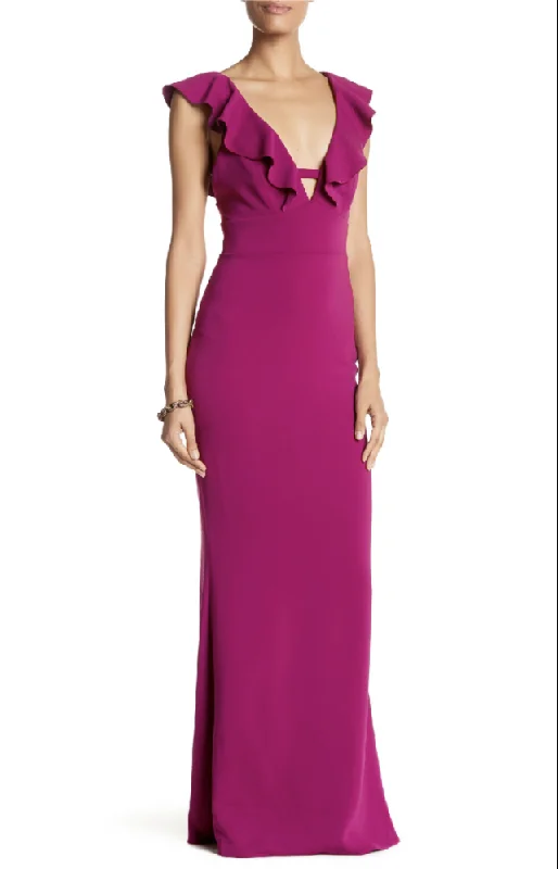 Special Price XS - abs allen schwartz pink deep v ruffle gown