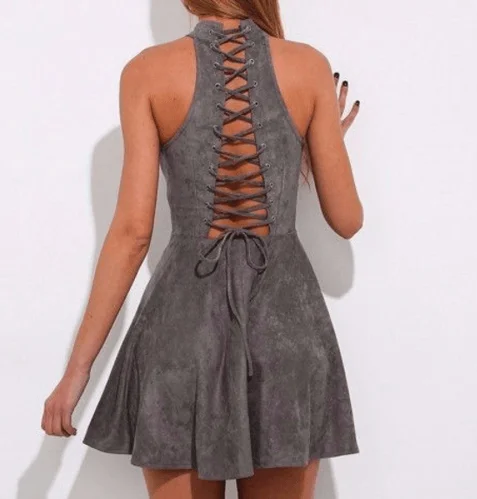Fantastic Offers HALTER LACE-UP BACK DRESS