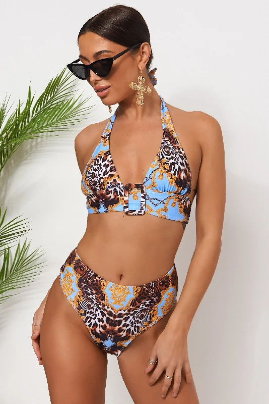 Blue Baroque Buckle Bikini