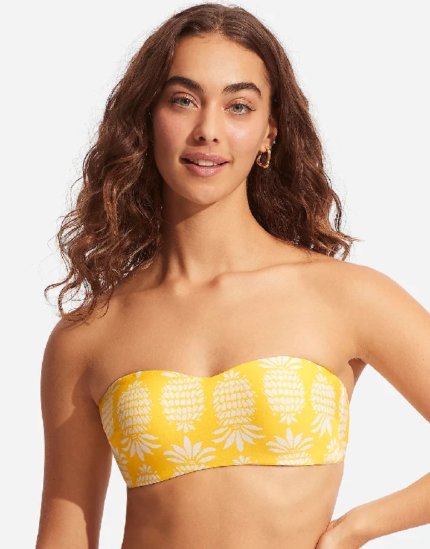 Corsica Bustier Bandeau Bikini Top - Citron