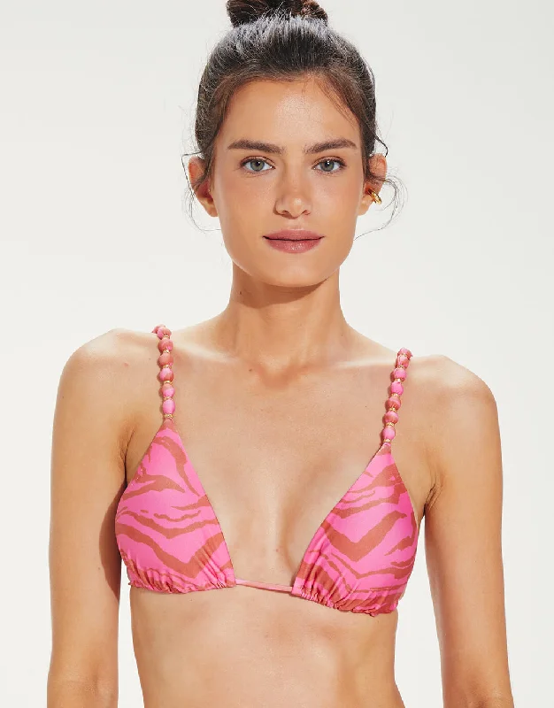 Diani Beads Parallel Tri Bikini Top - Pink