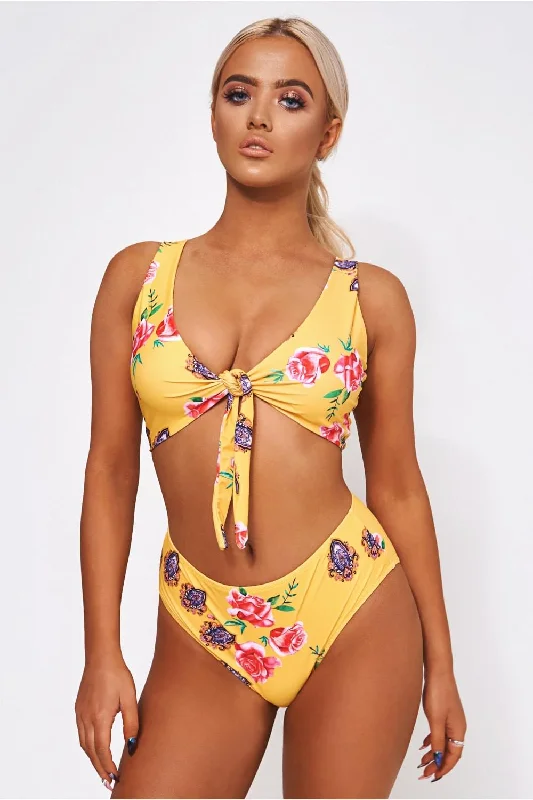 Motel Yellow Floral High Waisted Bikini