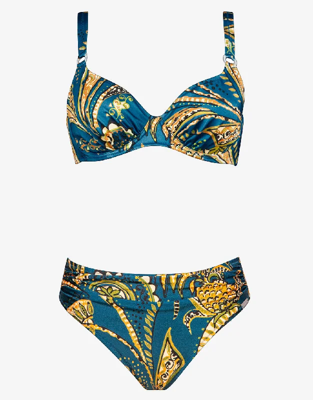 Satin Fruits Underwired Bikini Set - Ocean Pineapple