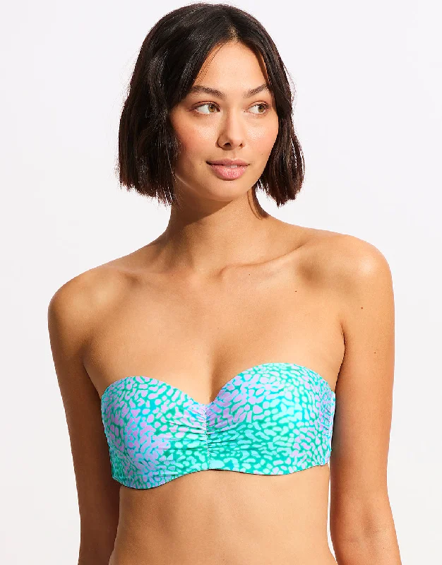 Sea Skin Bustier Bandeau Bikini Top - Vivid Green