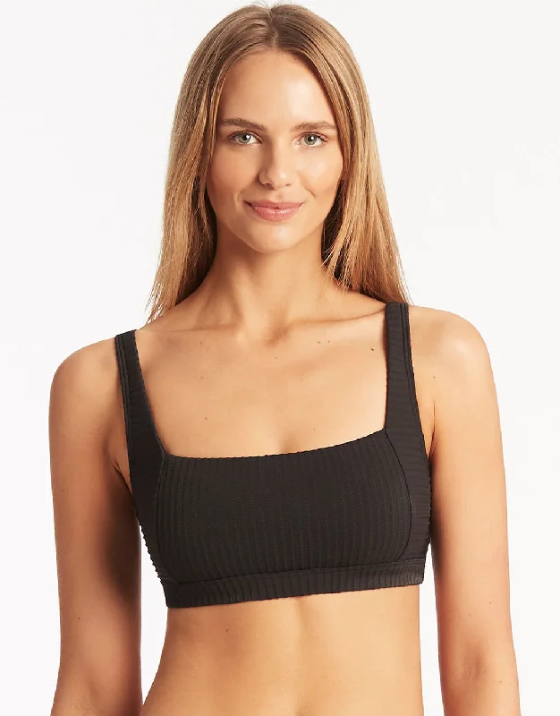 Spinnaker Square Neck Bikini Top - Black