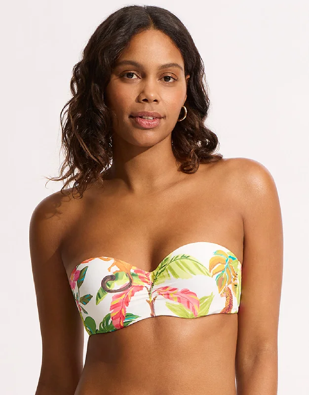 Tropica Bustier Bandeau Bikini Top - Ecru