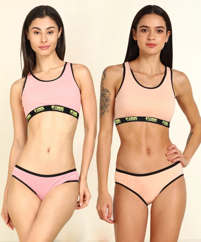 Womens Pink Trendz Sports Bar Bikini Combo lingerie Set