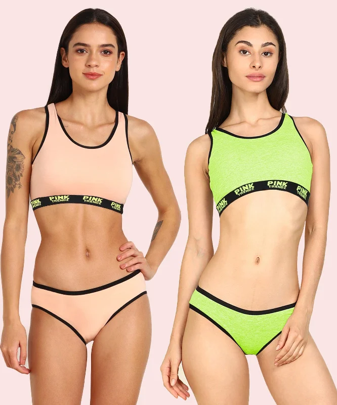 Womens Pink Trendz Sports Bar Bikini Comobo Swim Wear Set