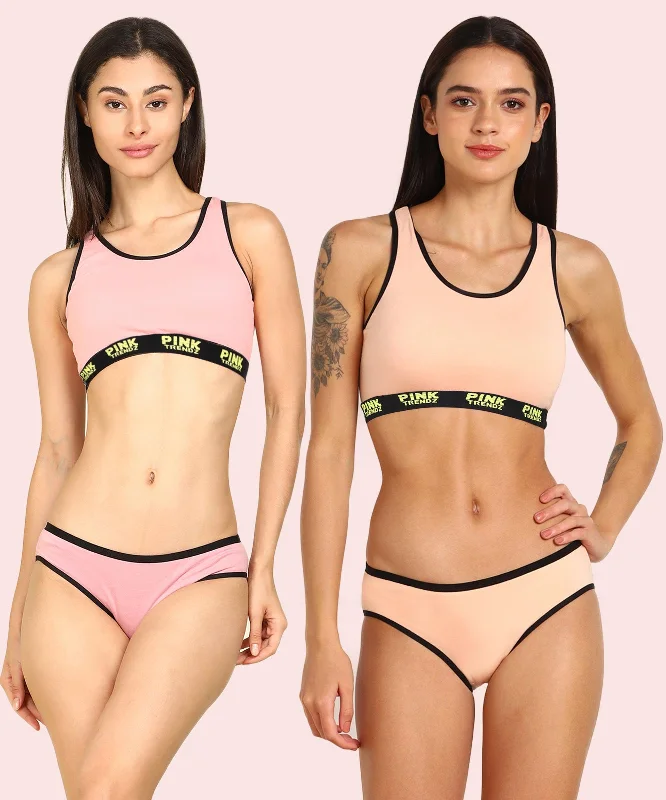 Womens Pink Trendz Sports Bar Bikini Comobo Swim Wear Set