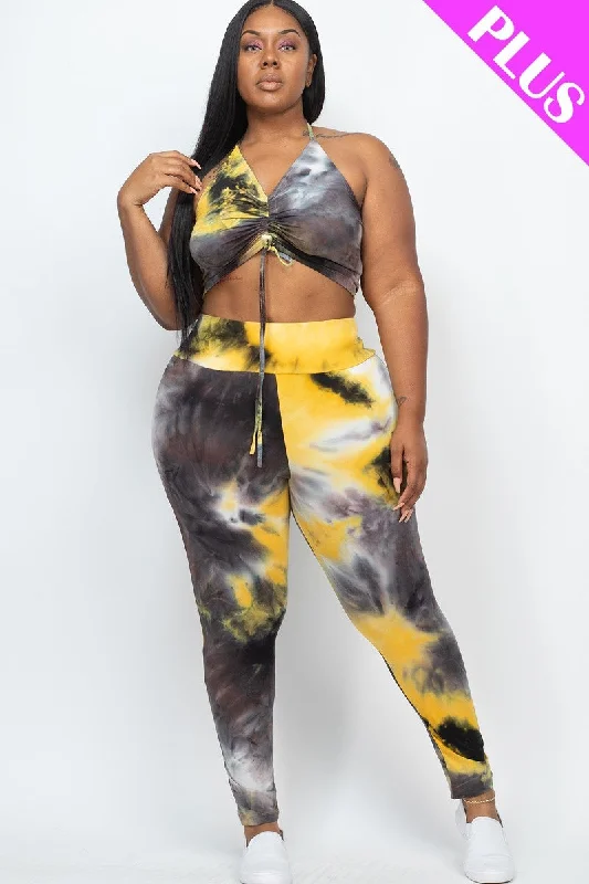 FZ Women's Plus Size Crop Top And Leggings Suit