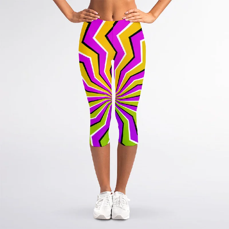 Colorful Dizzy Moving Optical Illusion Women's Capri Leggings