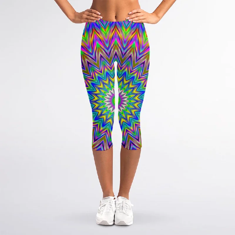 Colorful Psychedelic Optical Illusion Women's Capri Leggings