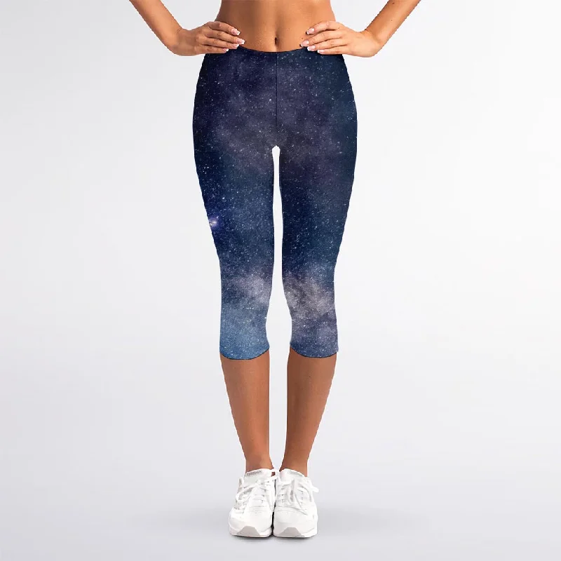 Dark Nebula Universe Galaxy Space Print Women's Capri Leggings