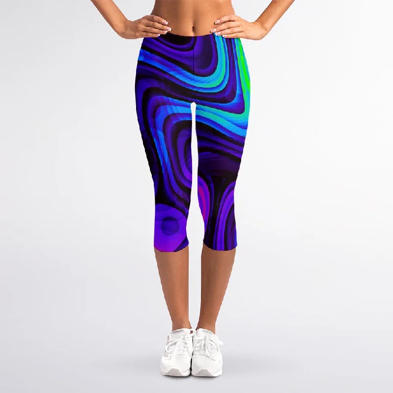 Dark Psychedelic Trippy Print Women's Capri Leggings