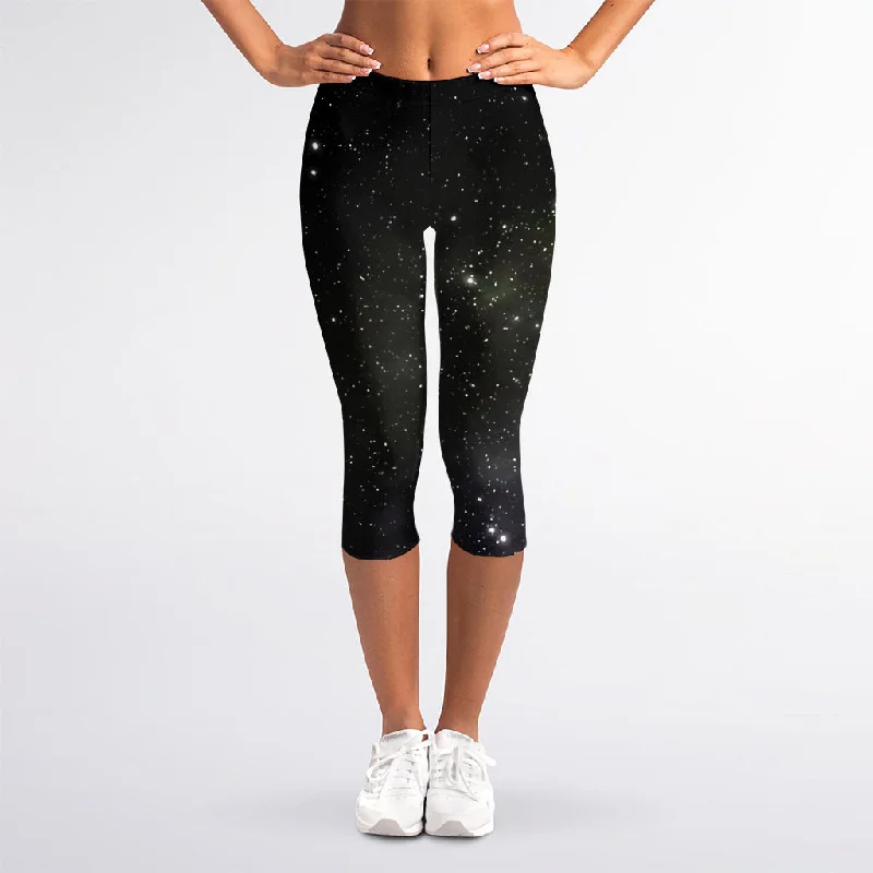 Dark Universe Galaxy Outer Space Print Women's Capri Leggings