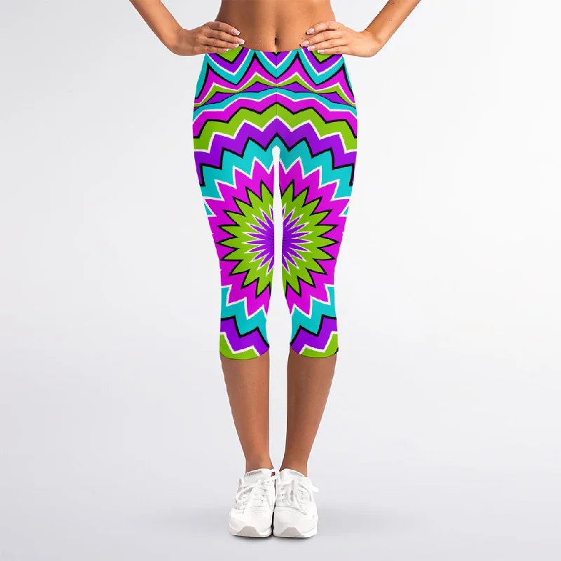 Dizzy Circle Moving Optical Illusion Women's Capri Leggings