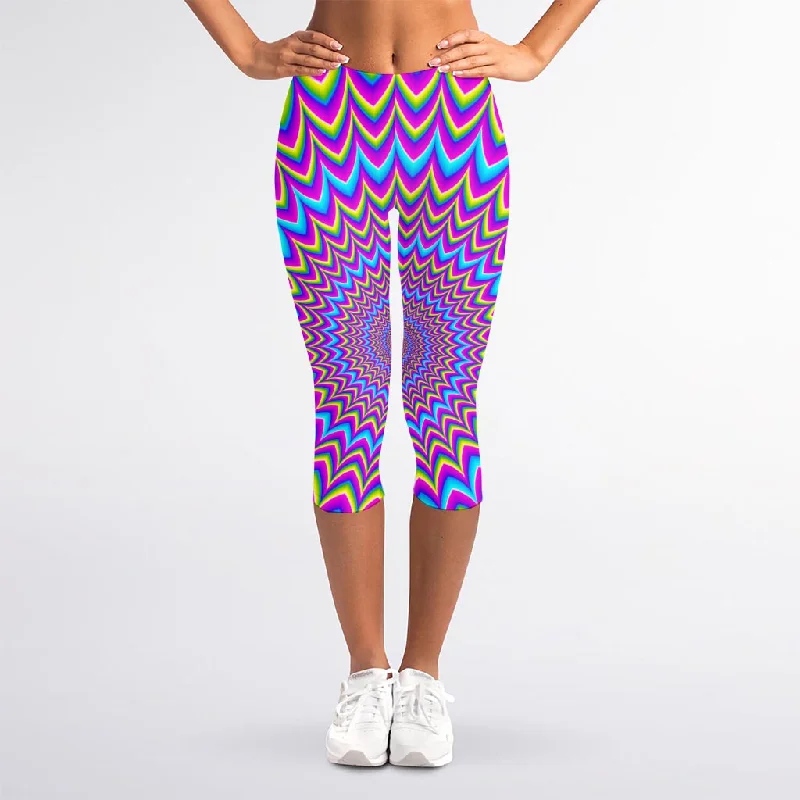 Dizzy Spiral Moving Optical Illusion Women's Capri Leggings