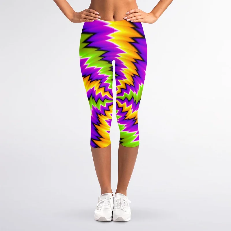 Dizzy Vortex Moving Optical Illusion Women's Capri Leggings