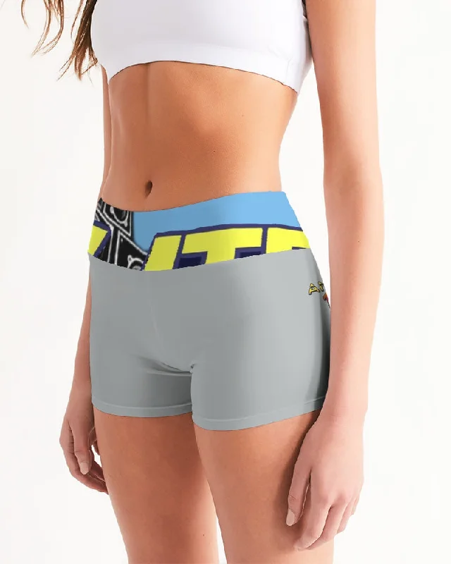 FLYING GREY Women's Mid-Rise Yoga Shorts