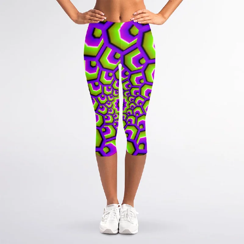 Green Hive Moving Optical Illusion Women's Capri Leggings