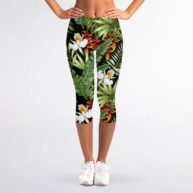 Hawaii Tropical Plants Pattern Print Women's Capri Leggings