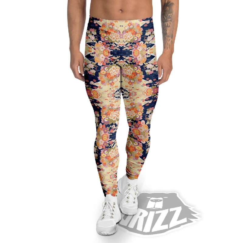 Kimono Japanese Print Pattern Men's Leggings