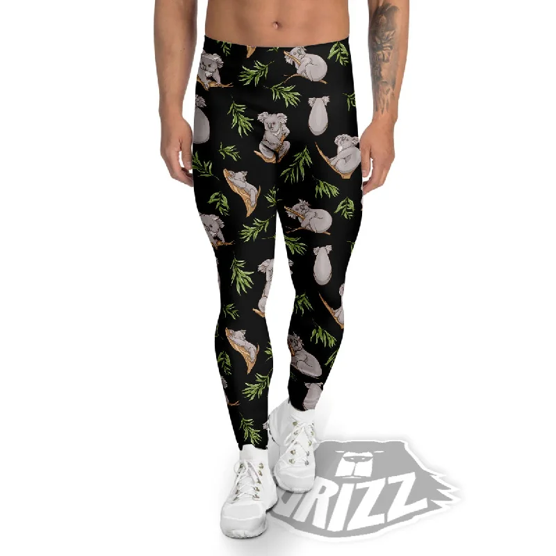 Koala Bear Black Print Pattern Men's Leggings