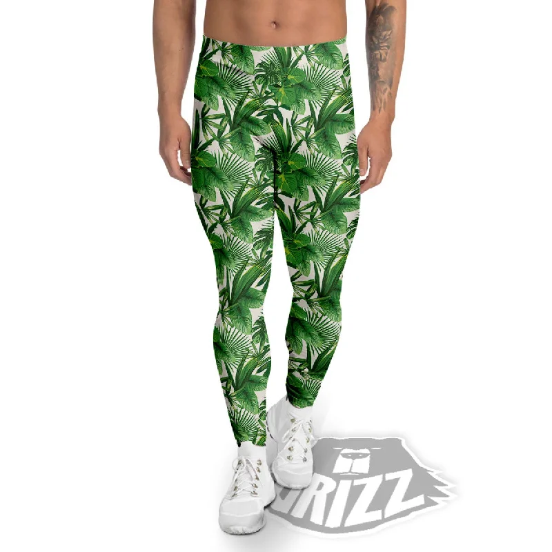 Leaves Hawaiian Palm Print Pattern Men's Leggings