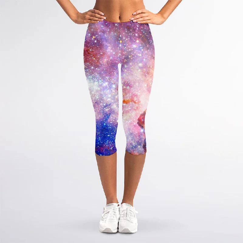 Light Stardust Galaxy Deep Space Print Women's Capri Leggings