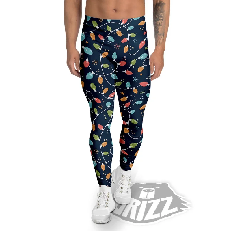 Lights Merry Christmas Print Pattern Men's Leggings