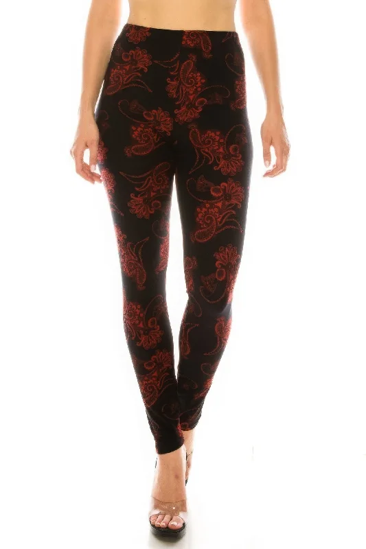 FZ Women's Printed High Waisted Leggings With Elastic Waistband