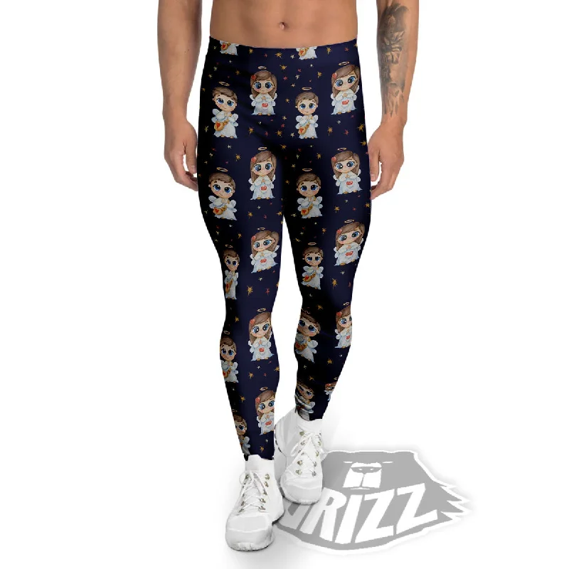 Little Angel Print Pattern Men's Leggings