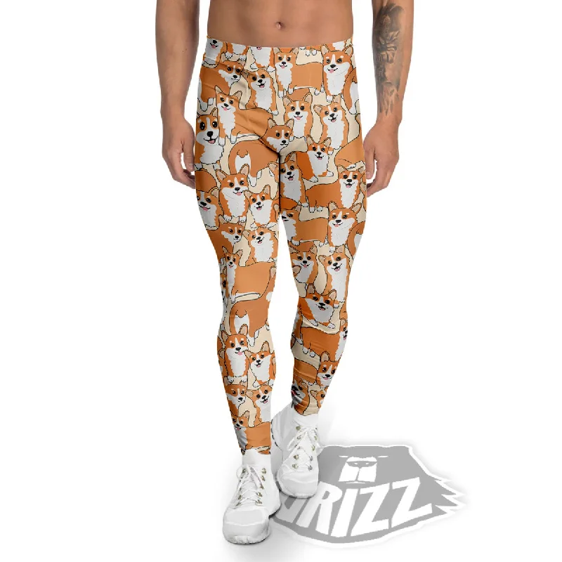 Little Corgi Print Pattern Men's Leggings