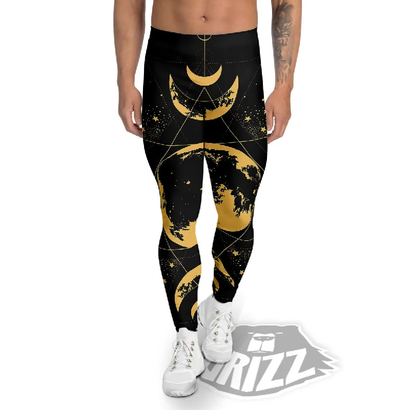 Lunar Phase Mystical Print Men's Leggings