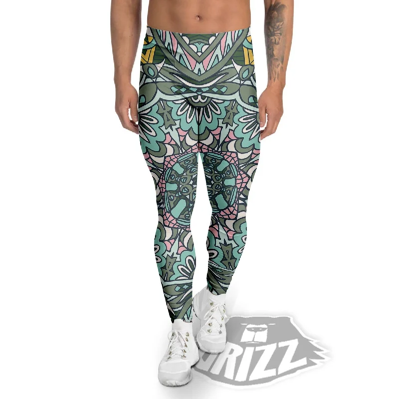 Mandala Ornament Pastel Print Men's Leggings