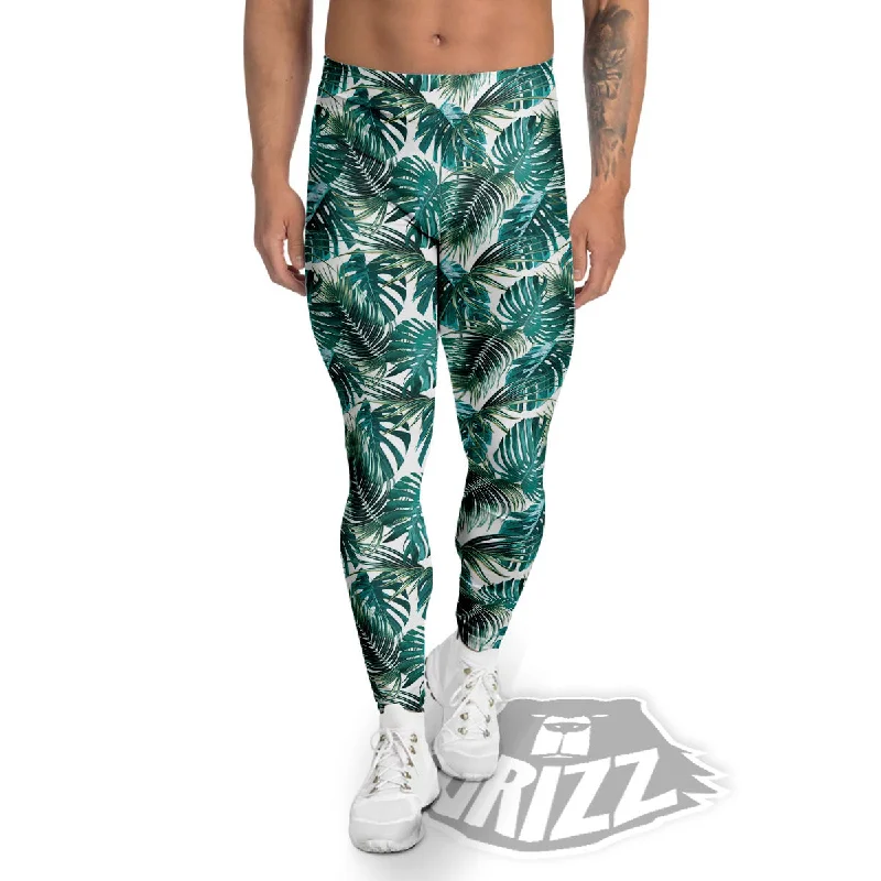 Monstera Leaves Palm Print Pattern Men's Leggings