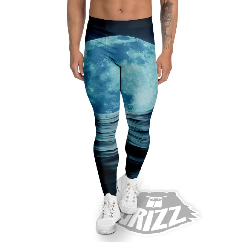 Moonlight And The Sea Print Men's Leggings