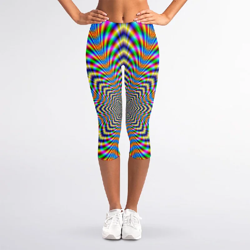 Octagonal Psychedelic Optical Illusion Women's Capri Leggings